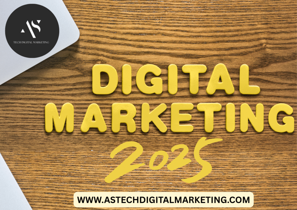 Digital Marketing Trends for 2025 purple gradient page border a3 landscape